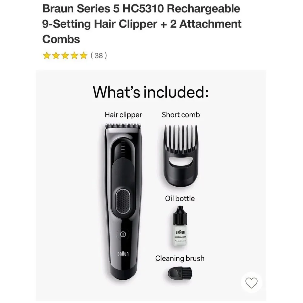 BRAUN SERIES 5 HC5310 9 SETTING HAIR CLIPPERS + 2 ATTACHMENTS‎